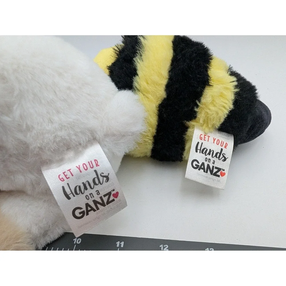 Ganz Plush Stuffed‎ Animal Lot Lamb Bee White Yellow Wool Ewe Be Mine Heart